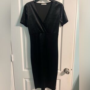 Zara Black Velvet Dress with cross over v neck